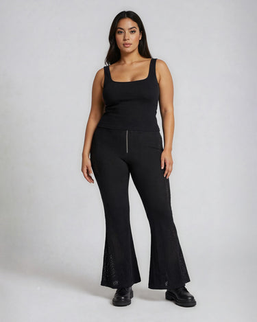 PHANTOM Flare Dramatic mesh flared trousers