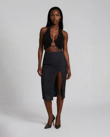 VORTEX Slit Skirt High-relief textured pencil skirt with slit