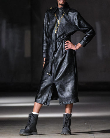 ZIP LEATHER OPTICS TRENCH COAT runway