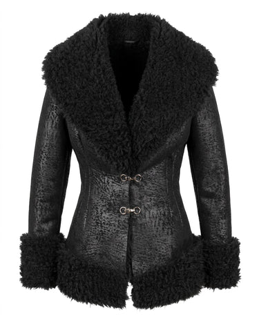STRUCTURED FAUX FUR JACKET - Fitted jacket with sculptural volume and textured contrast