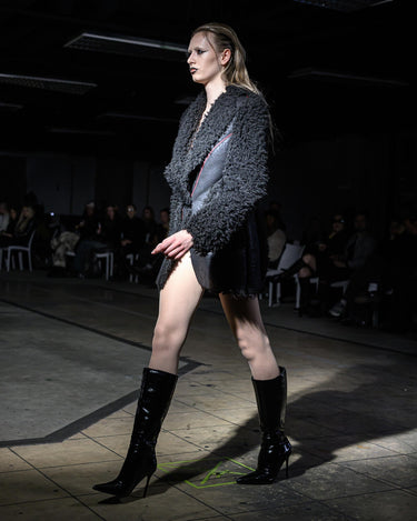 REDLINE Shaggy Jacket - Contrast-stitch shaggy faux-fur jacket