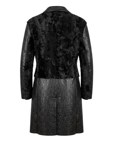 VALOR Shearling Coat - Contrast-texture shearling long coat