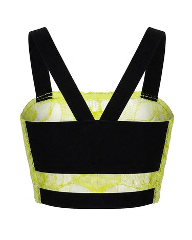LACE CORE BUSTIER – Crop top with French lace front and elastic straps