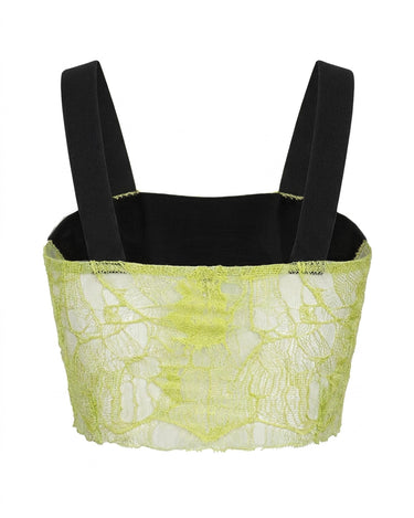 LACE CORE BUSTIER – Crop top with French lace front and elastic straps