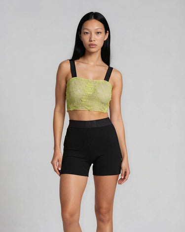 LACE CORE BUSTIER – Crop top with French lace front and elastic straps