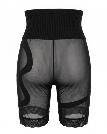 SECOND SKIN MESH BIKER SHORTS - Sheer mesh biker shorts with sculptural paneling