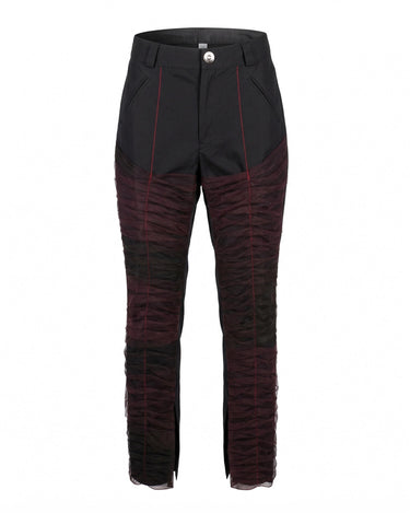 SCULPT Ruched Trousers with Red Contrast Mesh Applications