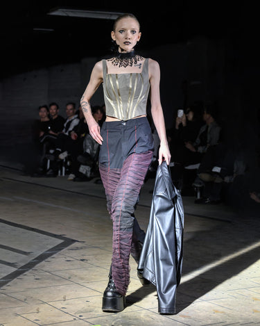 SCULPT Ruched Trousers with Red Contrast Mesh Applications