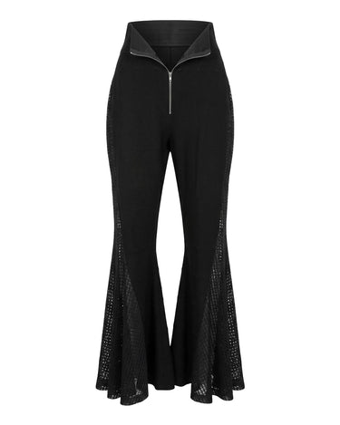 PHANTOM Flare Dramatic mesh flared trousers
