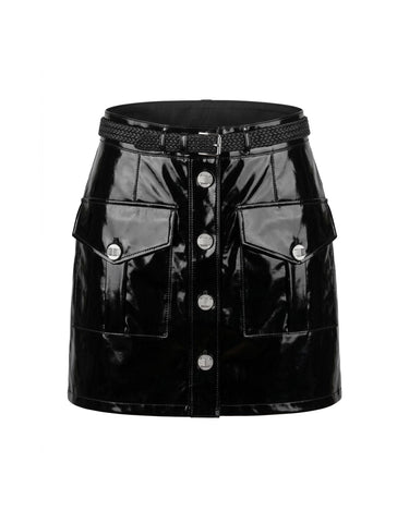 ONYX Cargo Skirt High-shine cargo mini skirt with hardware