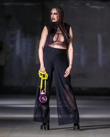 ORBIT Crochet - Sheer crochet wide-leg trousers