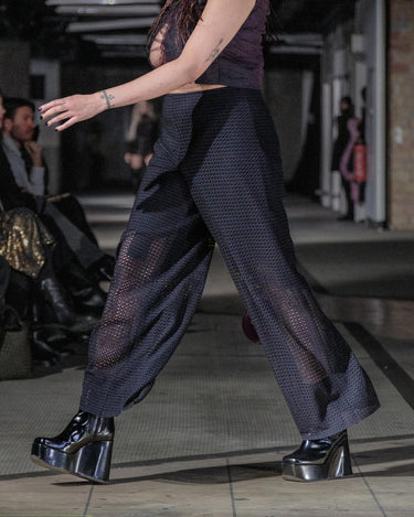 ORBIT Crochet - Sheer crochet wide-leg trousers