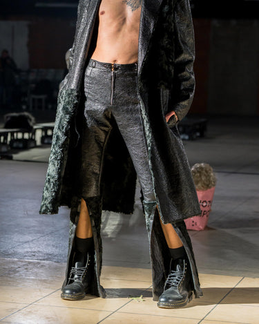 OATH Fur Trousers - Fur-trimmed organic leather trousers