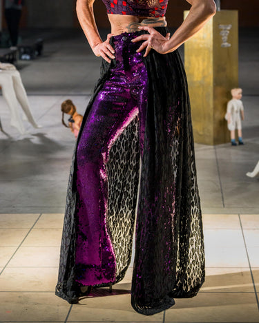 OATH Lace Pant Sequin and lace wide-leg trousers