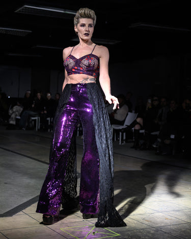 OATH Lace Pant Sequin and lace wide-leg trousers