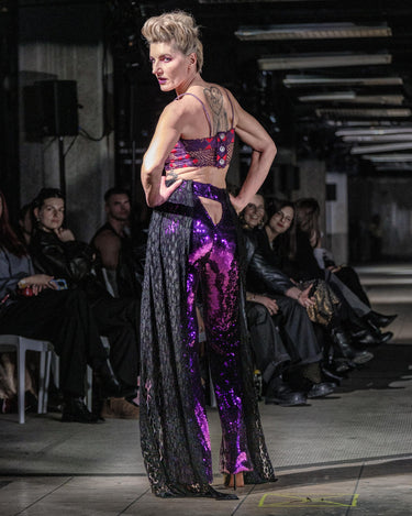 OATH Lace Pant Sequin and lace wide-leg trousers