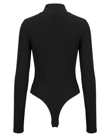 RIBBED SECOND SKIN BODYSUIT - Minimal ribbed bodysuit with sculptural compression