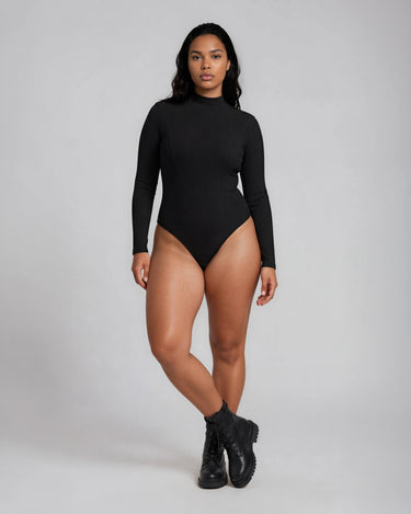 RIBBED SECOND SKIN BODYSUIT - Minimal ribbed bodysuit with sculptural compression