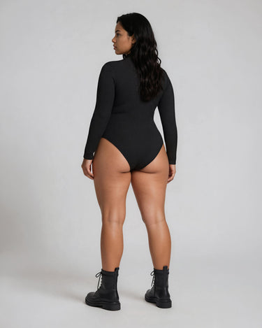 RIBBED SECOND SKIN BODYSUIT - Minimal ribbed bodysuit with sculptural compression