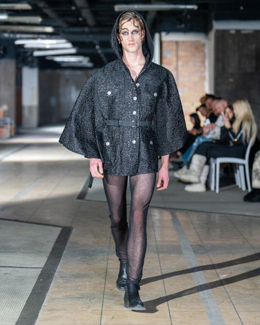 OATH Cape Coat - Voluminous hooded cape coat with texture