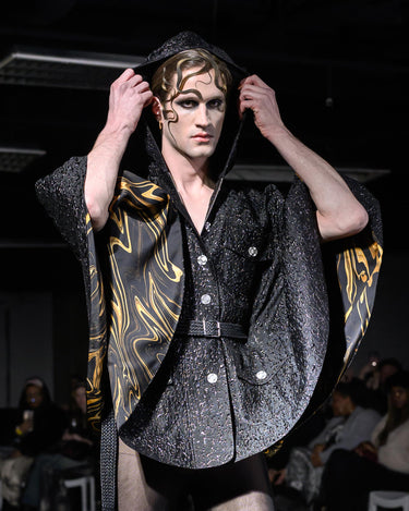 OATH Cape Coat - Voluminous hooded cape coat with texture