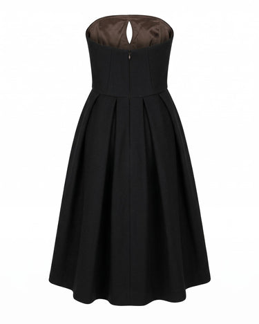 OATH Flared Dress - Architectural strapless flared midi dress