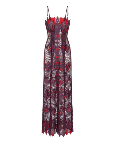 OATH Geometric Gown - Artisanal geometric lace maxi gown