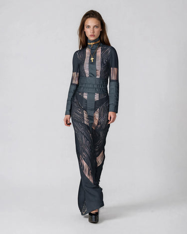 OATH Sentinel Gown - Deconstructed technical maxi dress with padding