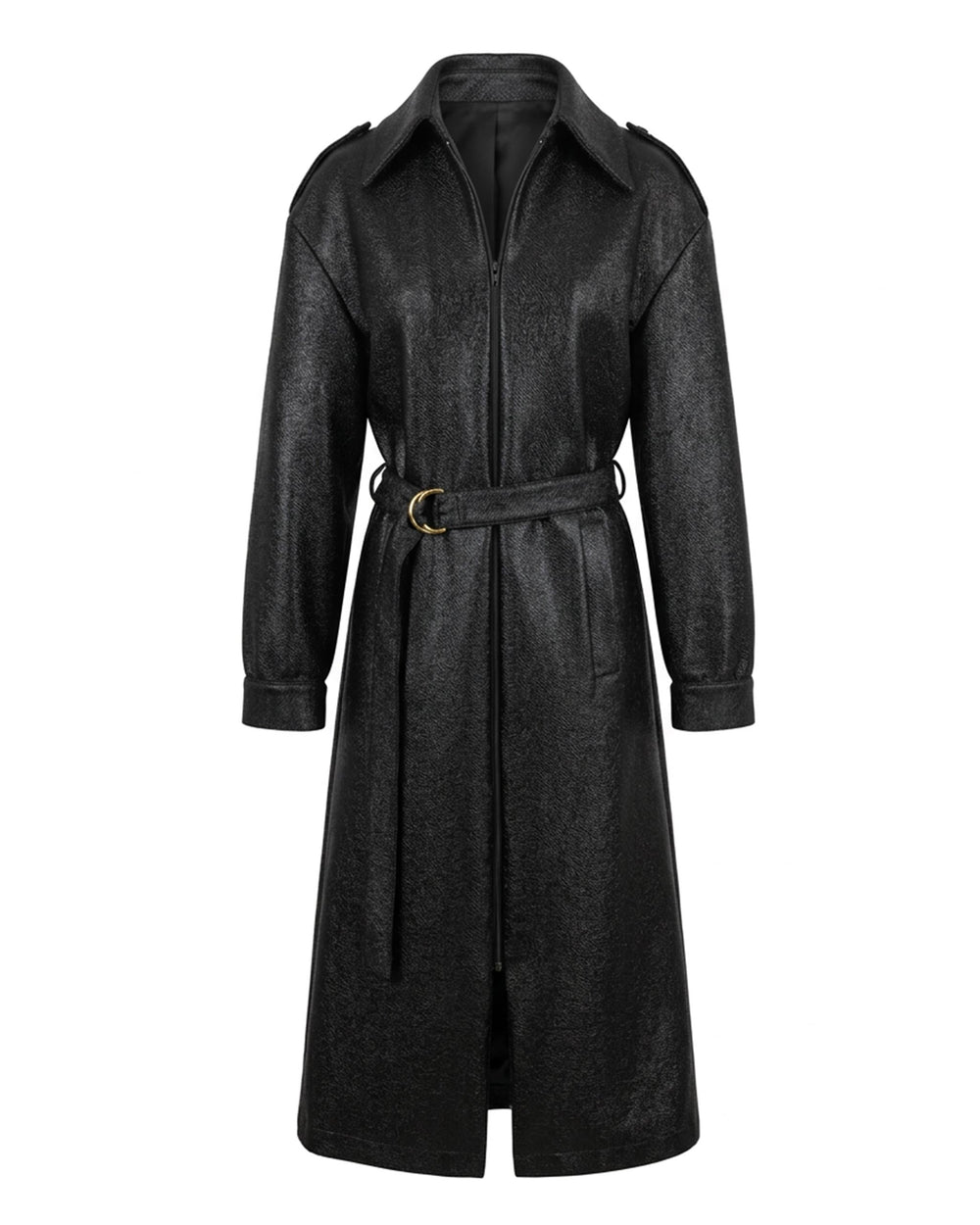 ZIP LEATHER OPTICS TRENCH COAT front