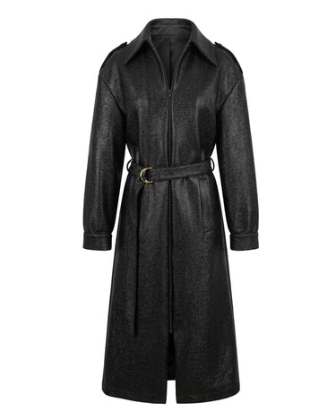 ZIP LEATHER OPTICS TRENCH COAT front
