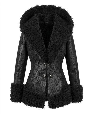 STRUCTURED FAUX FUR JACKET - Fitted jacket with sculptural volume and textured contrast