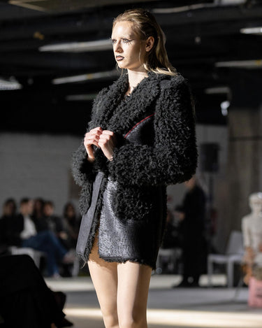 REDLINE Shaggy Jacket - Contrast-stitch shaggy faux-fur jacket