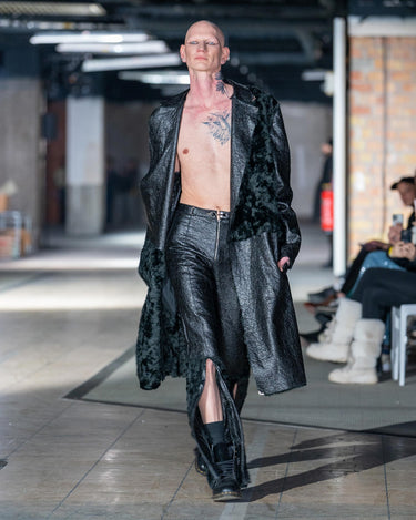 VALOR Shearling Coat - Contrast-texture shearling long coat