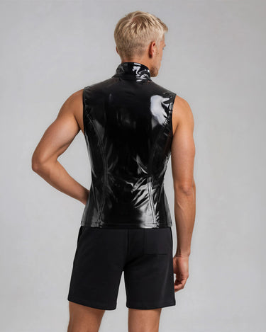 OBSIDIAN Patent Vest - High-shine black patent sleeveless vest