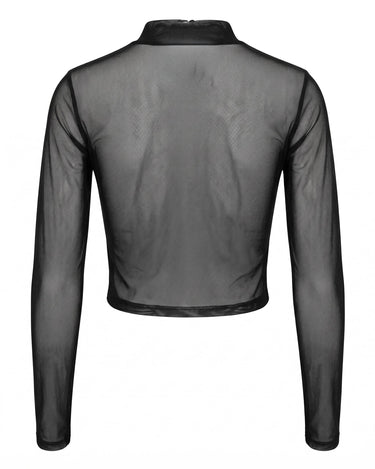 SHEER FIT TOP - Fitted mesh long sleeve with high neck and cropped silhouette