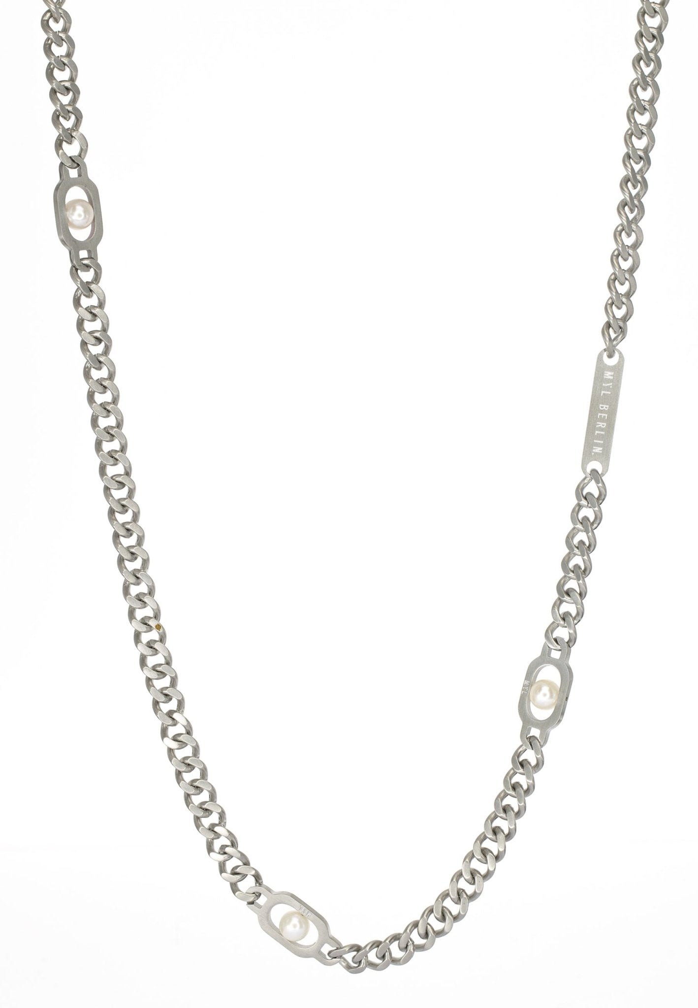 Thick Curb Chain Pearl Necklace - MYL BERLIN - 4260654111194 - 4260654111194