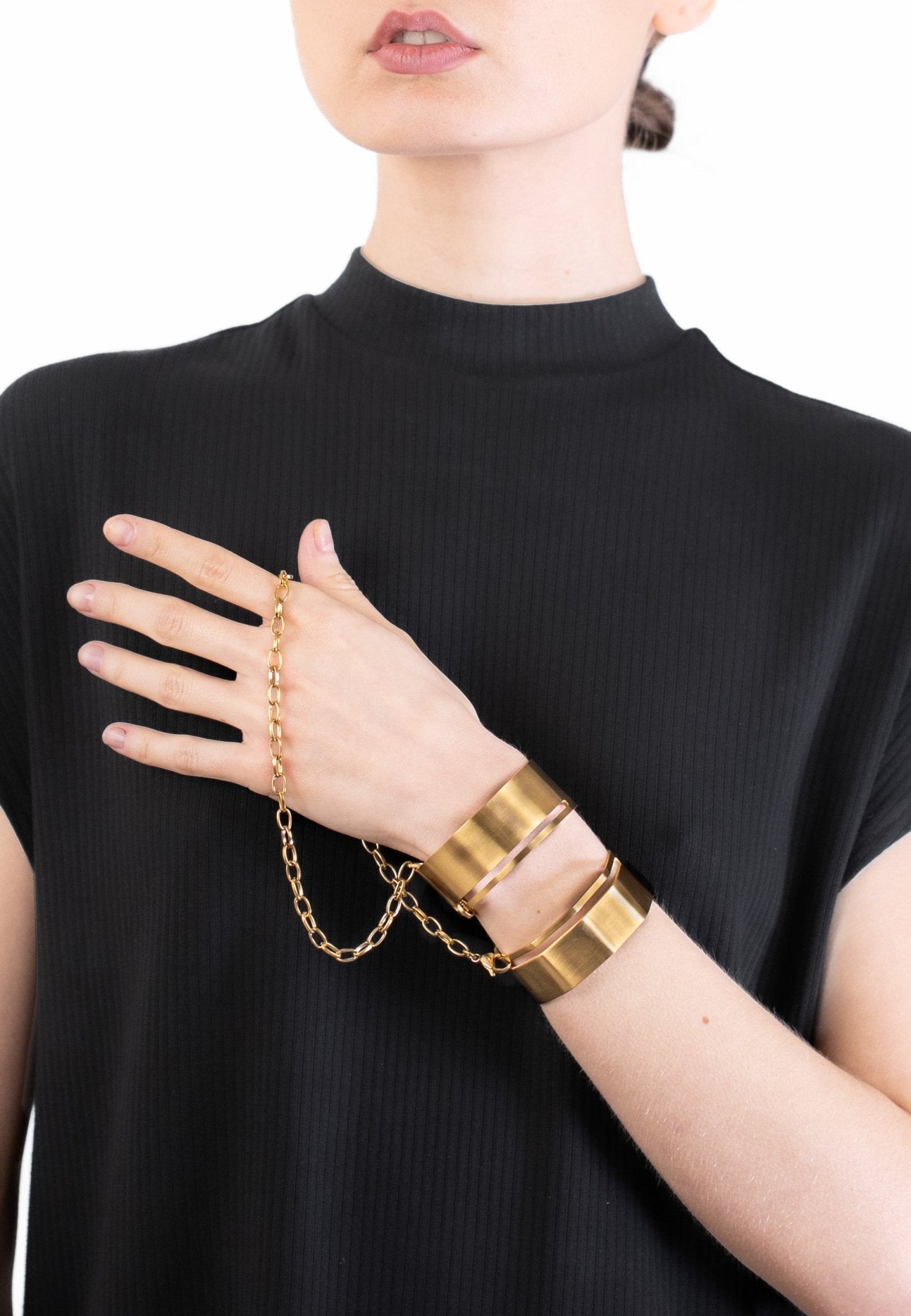 Open Cuff Bracelet Set with Chain "Handcuff Bracelets" - MYL BERLIN - 4260654110265 - 4260654110265